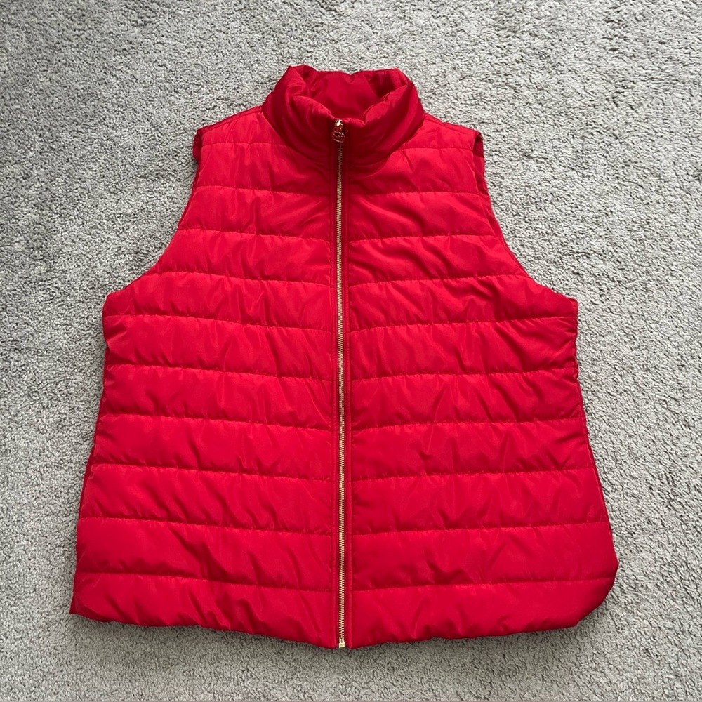 Michael Kors Women’s Red Puffer Vest-Size 1X